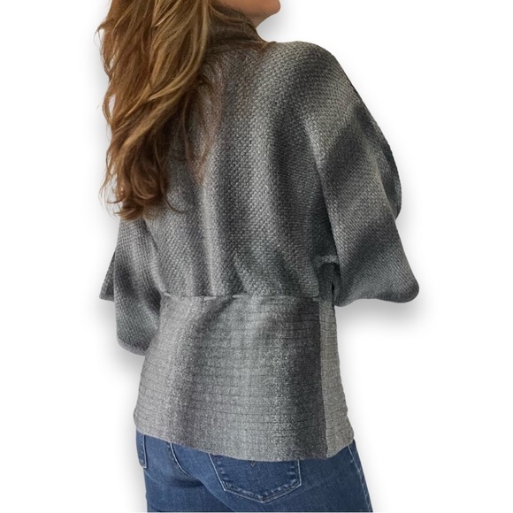 Dressbarn Wool Blend gray charcoal knit sweater turtleneck pullover kimono style - Picture 2 of 8